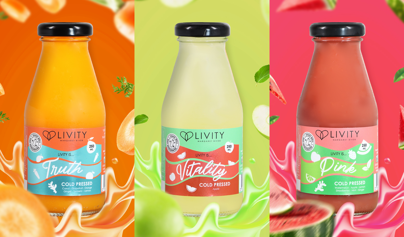 Livity Margaret River cold‑pressed juice label design