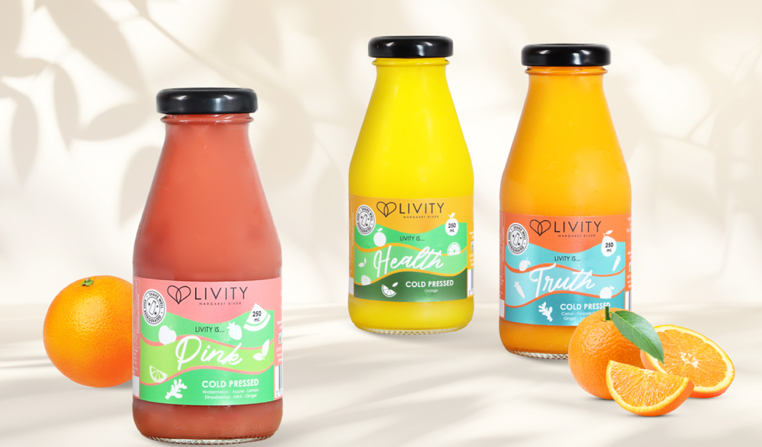 Livity Margaret River cold‑pressed juice label design